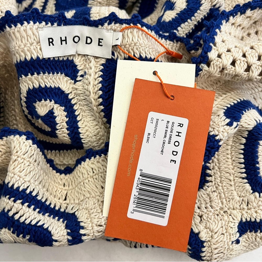 RHODE Blue and Cream Mini Dress - Picture 8 of 9